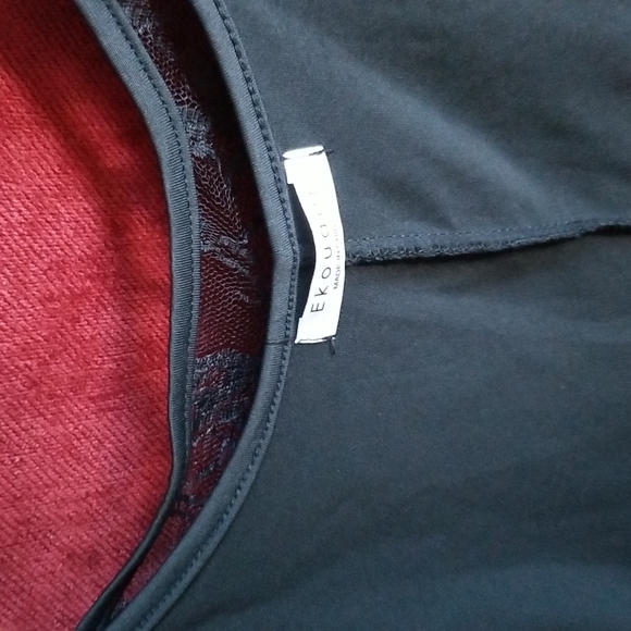 Ekouaer Black Jersey Lace Top Slip Lingerie Size L - Picture 6 of 12